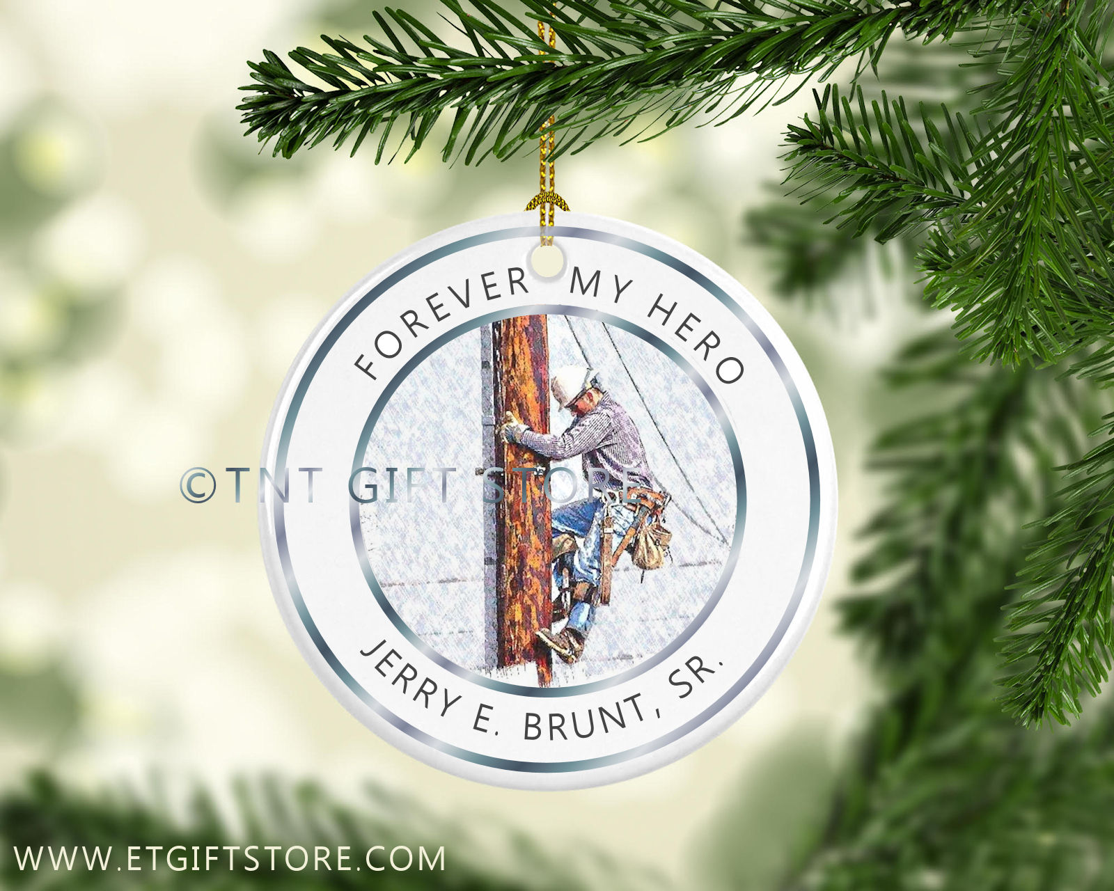 TNT: Lineman Memorial in Memory Of Christmas Tree Ornament